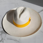 Fedora Large Brim - White/Yellow Band