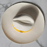 Fedora Large Brim - White/Yellow Band