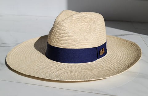 Fedora Large Brim - Natural/Blue Band