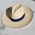 Fedora Large Brim - Natural/Blue Band