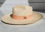 Fedora Large Brim - Natural/Salmon Band