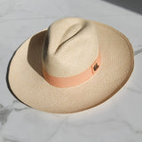 Fedora Large Brim - Natural/Salmon Band