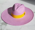 Fedora Large Brim - Lavender/Yellow Band