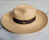 Fedora Wide Brim - Beige/Brown Band