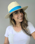 Fedora Classic Brim - Natural/Turquoise Band