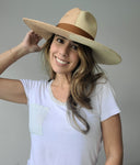 Fedora Large Brim - Two Tone Natural/Light Brown