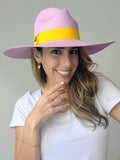 Fedora Large Brim - Lavender/Yellow Band