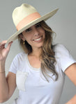 Fedora Large Brim - Natural/Salmon Band