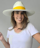 Fedora Large Brim - White/Yellow Band