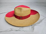 Fedora Large Brim - Two Tone Natural/Red