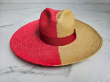 Fedora Large Brim - Two Tone Natural/Red