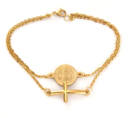 Saint Benedict Medal Cross Charm Bracelet freeshipping - Marlo Accessories