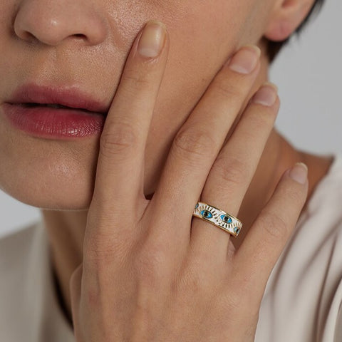 Enamel Multi-Turkish Eye Ring