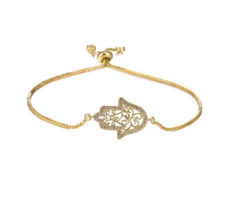 Gold filled Hamsa eye bracelet – Wonnaful